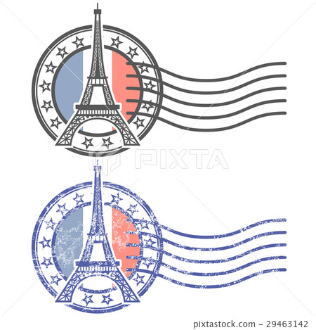 Grunge stamp with Eiffel Tower - landmark of Paris 29463142
