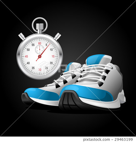 Pair of running shoes and stopwatch - sport Pair of running shoes and stopwatch - sport 29463199