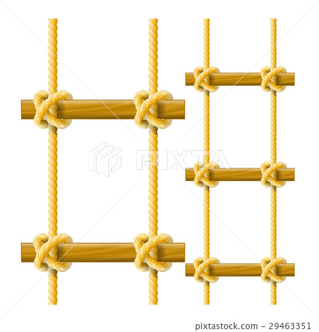 Hanging rope ladder with wooden crossbeams Hanging rope ladder with wooden crossbeams 29463351