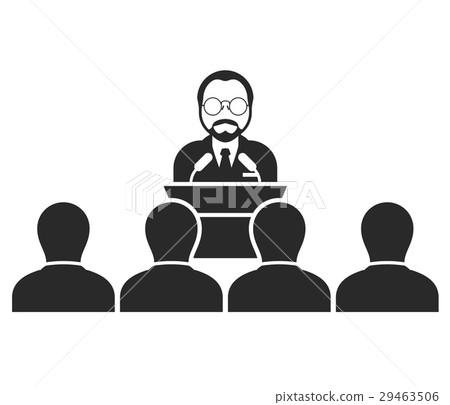 Speaker or politician at rostrum - seminar 29463506