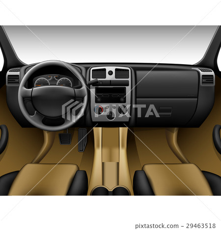 Beige leather car interior - dashboard 29463518