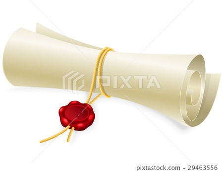 Scroll paper with seal of sealing wax Scroll paper with seal of sealing wax 29463556