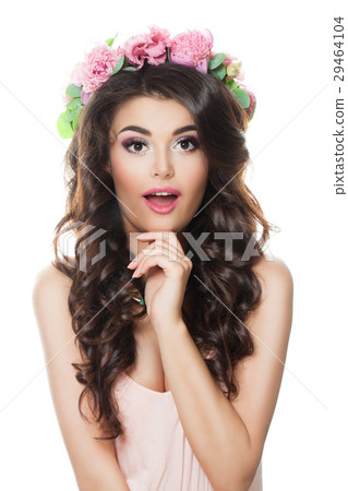 Shocked Model Woman Isolated on White 29464104