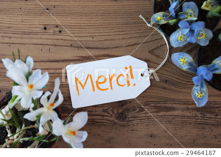 Flowers, Label, Merci Means Thank You 29464187