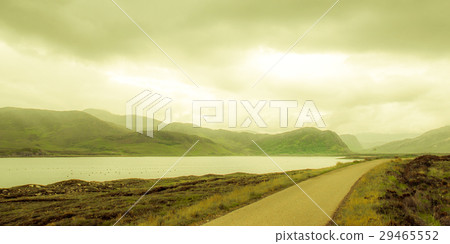 Remote street in fjord landscape in Scotland 29465552