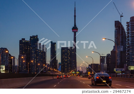 Toronto highway at night with cars, ON Toronto highway at night with cars, ON 29467274