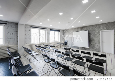 Empty classroom with chairs and desks Empty classroom with chairs and desks 29467377