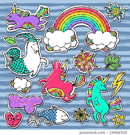 Fashion patch badge elements in cartoon 80s-90s Fashion patch badge elements in cartoon 80s-90s 29468508