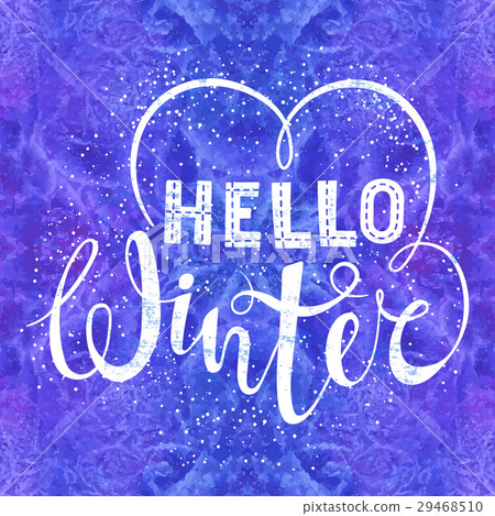 Hello winter text lettering with heart element on 29468510