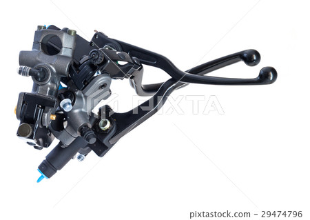 A black motorcycle lever isolated on white 29474796