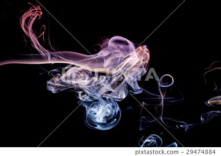 Abstract lilac blue smoke from aromatic sticks. 29474884