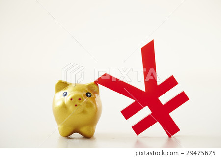 豬的小雕像和貨幣符號 29475675