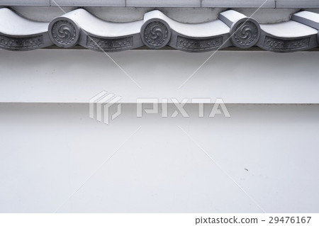Japan Wall with old tiled roof. Japan Wall with old tiled roof. 29476167