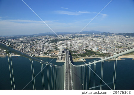Cityscape seen from the top of the Akashi Kaikyo Bridge 29476308