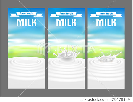 Vector illustration of a set of labels for milk - Stock Illustration ...