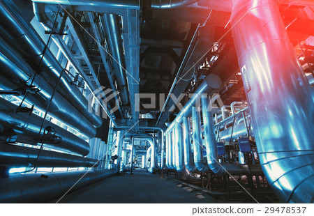 Steel pipelines and cables in blue tones 29478537