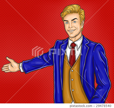 Pop art man makes a inviting gesture 29478540