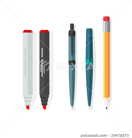 Pens, pencils, markers vector, dot biro pen with 29478873