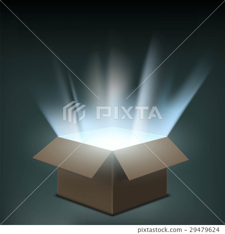 Open cardboard box with a glow inside. Open cardboard box with a glow inside. 29479624