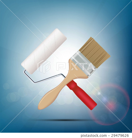 Paint brush and roller. Construction and repair. Paint brush and roller. Construction and repair. 29479626