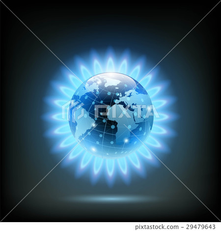 Round blue flame with Planet Earth inside Round blue flame with Planet Earth inside 29479643