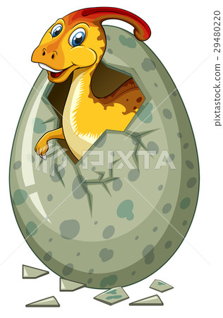 Dinosaur hatching egg on white background Dinosaur hatching egg on white background 29480220