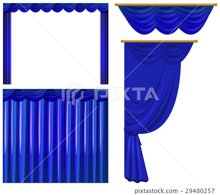 Blue curtains on white background 29480257