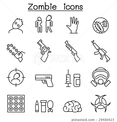 Zombie icon set in thin line style - Stock Illustration [29480423] - PIXTA