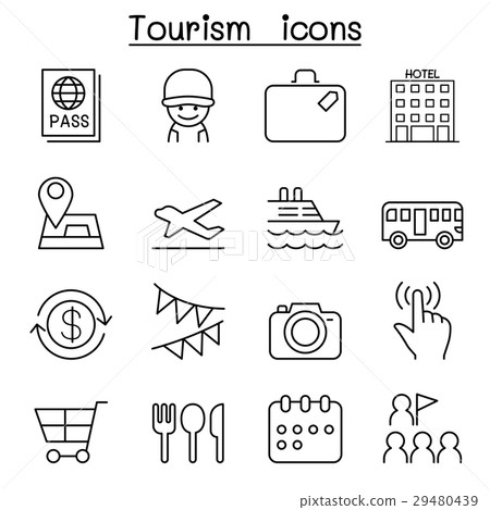 Tourist icon set in thin line style 29480439