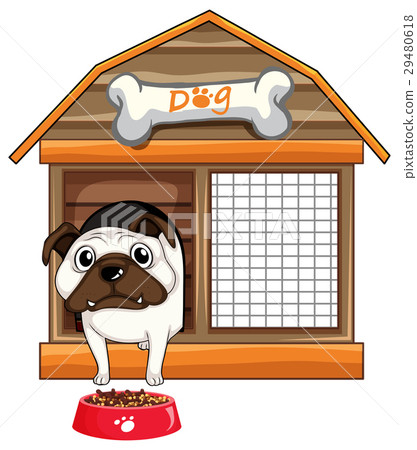 Pug dog in dog house 29480618