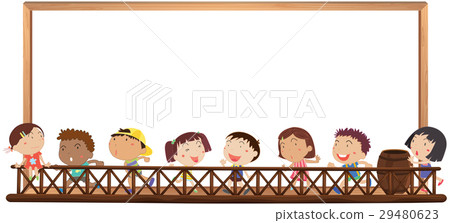 Board template with happy kids 29480623