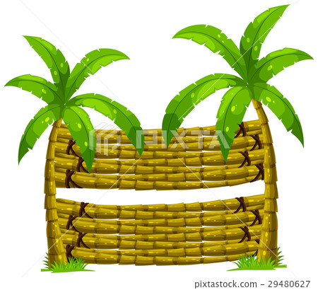 Wooden background with two coconut trees 29480627