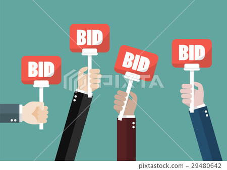 Hand holding auction paddle 29480642