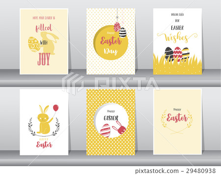 Set of Easter greeting cards,template,rabbits,eggs 29480938