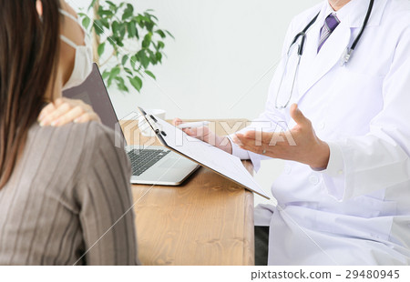 Patient with stiff shoulders and doctor Patient with stiff shoulders and doctor 29480945