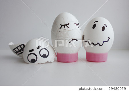Eggs cheerful with a face two concept crashed Eggs cheerful with a face two concept crashed 29480959