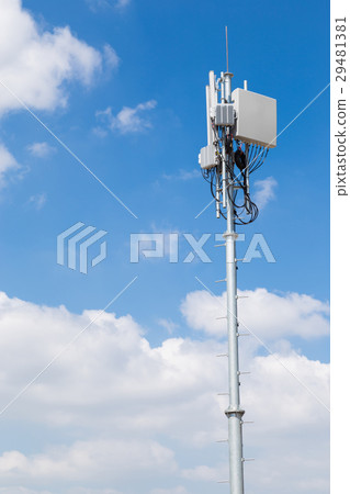 Antenna repeater tower on blue sky 29481381
