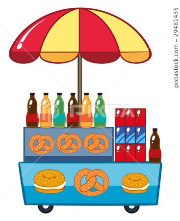 Food vendor with drinks and pretzle 29481435