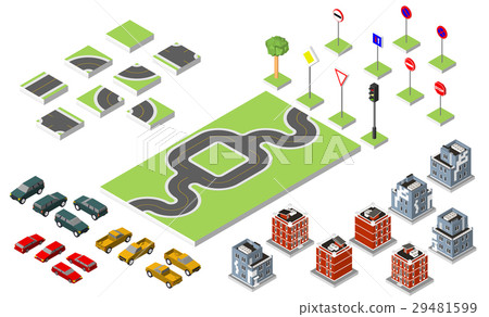 Set Isometric road and Vector Cars, Common road-插圖素材 [29481599] - PIXTA圖庫