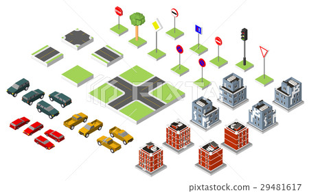 Set Isometric road and Vector Cars, Common road - Stock Illustration ...