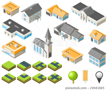 Suburban community isometric city kit Suburban community isometric city kit 29481665