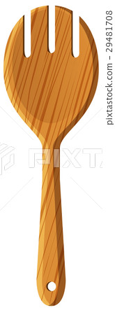Wooden salad fork on white background 29481708