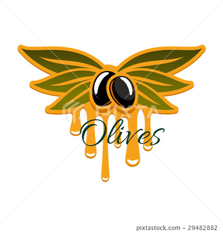 Black olive fruits with oil drop and splash icon 29482882