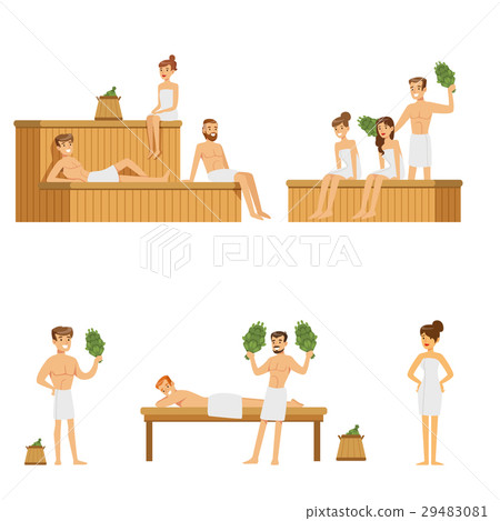 Sauna And Steam House Loving People Enjoying Hot - Stock Illustration  [29483081] - PIXTA