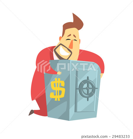 Millionaire Rich Man Hugging His Metal Safe Money Millionaire Rich Man Hugging His Metal Safe Money 29483233