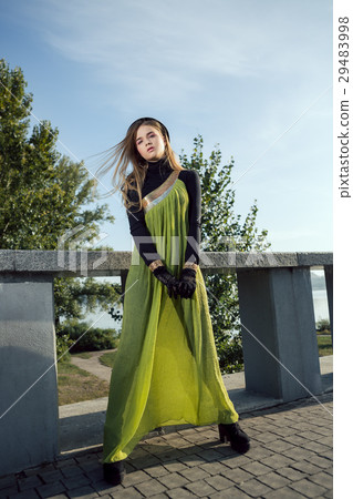 Fashion pretty young woman model in total black Fashion pretty young woman model in total black 29483998