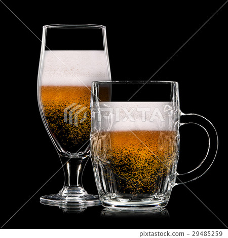 Set of beer glasses on black background Set of beer glasses on black background 29485259