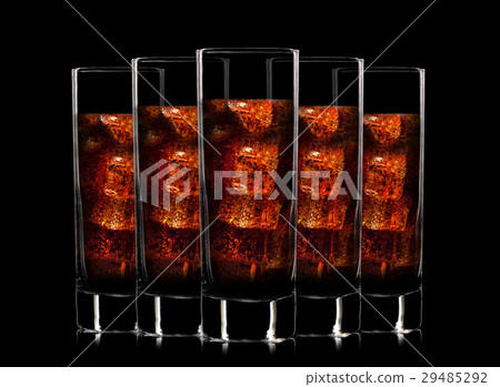 Set of cocktail glasses with soft drinks on black Set of cocktail glasses with soft drinks on black 29485292