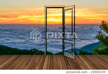 Landscape behind the opening door 29486194