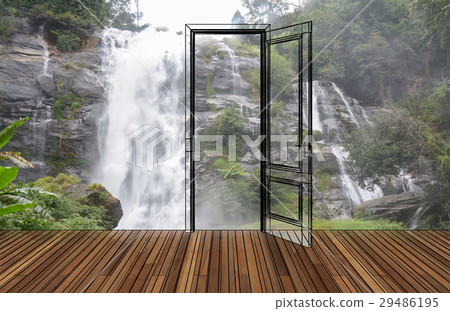 Landscape behind the opening door 29486195